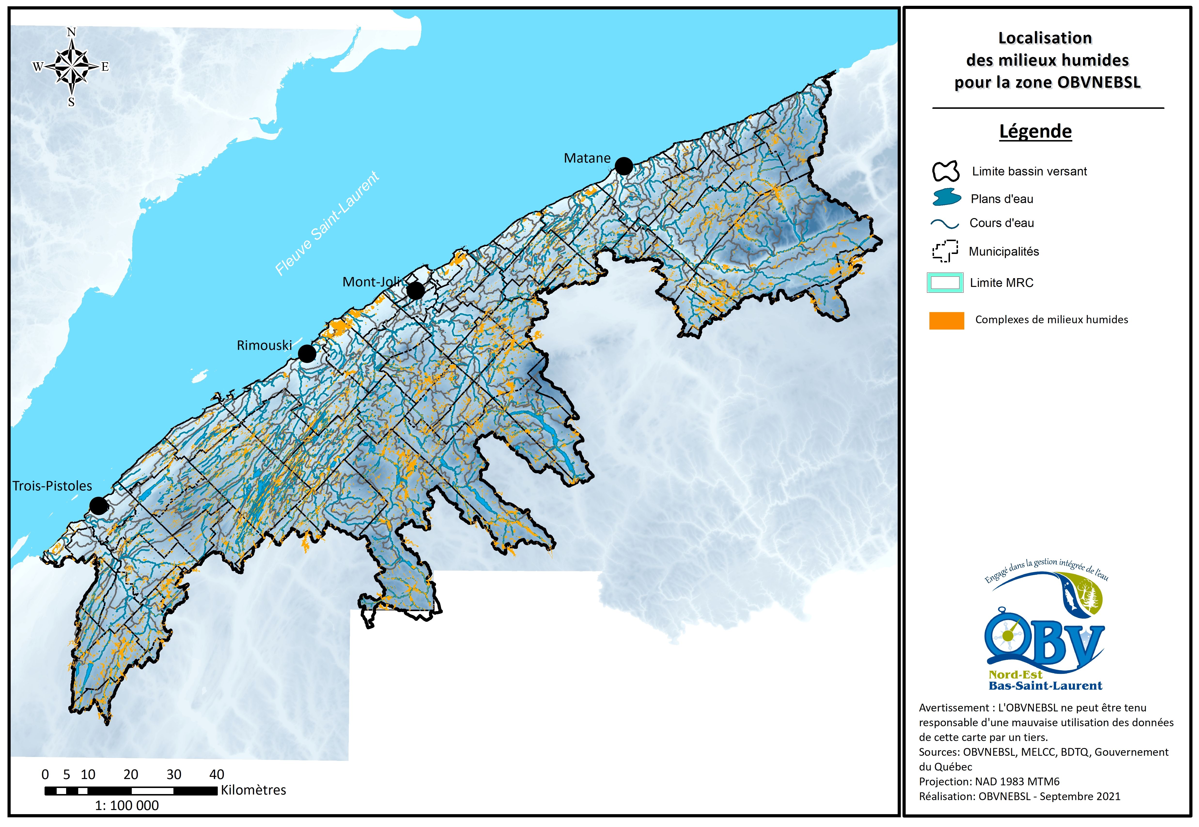 Localisation des complexes de milieux humides